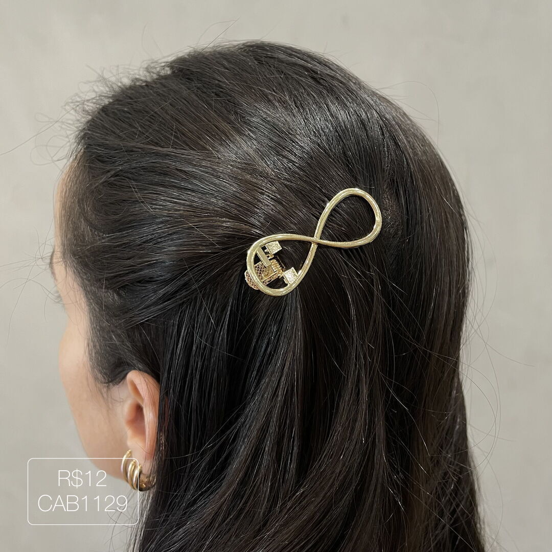 Hair Clip Laço Vazado Liso Dourado